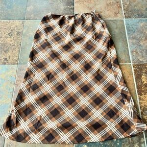 Wild Fable Brown and Tan Plaid A-Line Skirt
